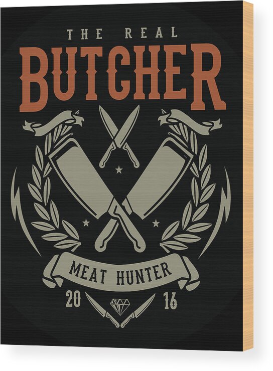 Crossed Wood Print featuring the digital art The Real Butcher by Long Shot