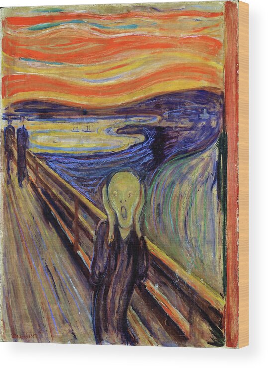 Edvard Munch Wood Print featuring the painting The Scream 1893 - Digital Remastered Edition2 by Edvard Munch