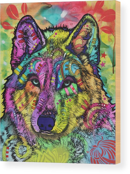 The Stare Wood Print featuring the mixed media The Stare Of The Wolf by Dean Russo- Exclusive