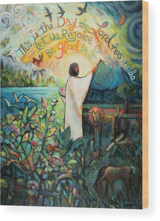 Jen Norton Wood Print featuring the painting This Is The Day the Lord Has Made by Jen Norton