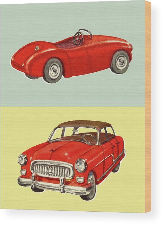 Auto Wood Print featuring the drawing Two Cars by CSA Images