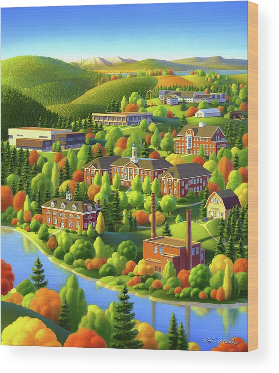 Umaine Wood Print featuring the painting University of Maine by Robin Moline