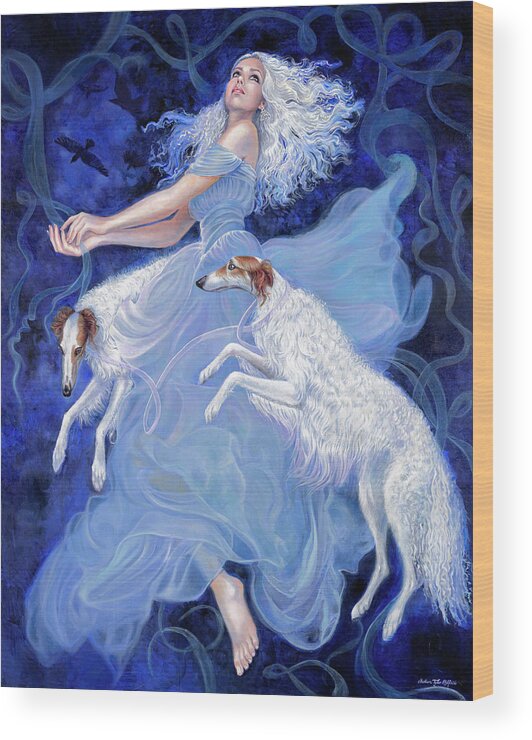 Borzoi Wood Print featuring the painting Vapor by Barbara Tyler Ahlfield
