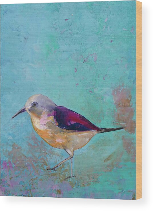 Coastal & Tropical Wood Print featuring the painting Vibrant Shorebird I by Mehmet Altug