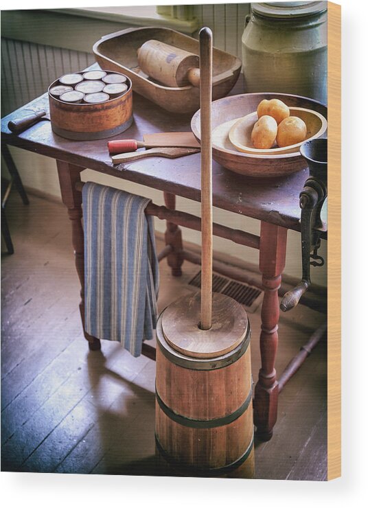 Butter Churn Wood Print featuring the photograph Vintage Farmhouse Butter Churn by James Eddy