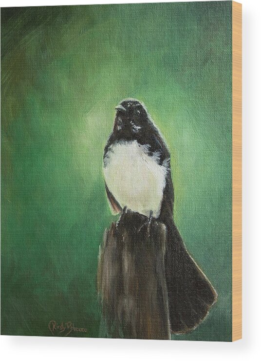 Wagtail Wood Print featuring the painting Wagtail by Kirsty Rebecca