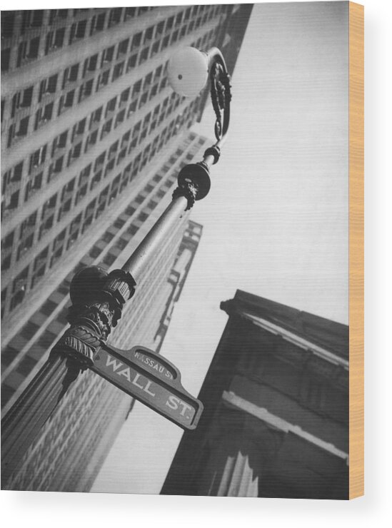 1930-1939 Wood Print featuring the photograph Wall Street Sign by Fpg