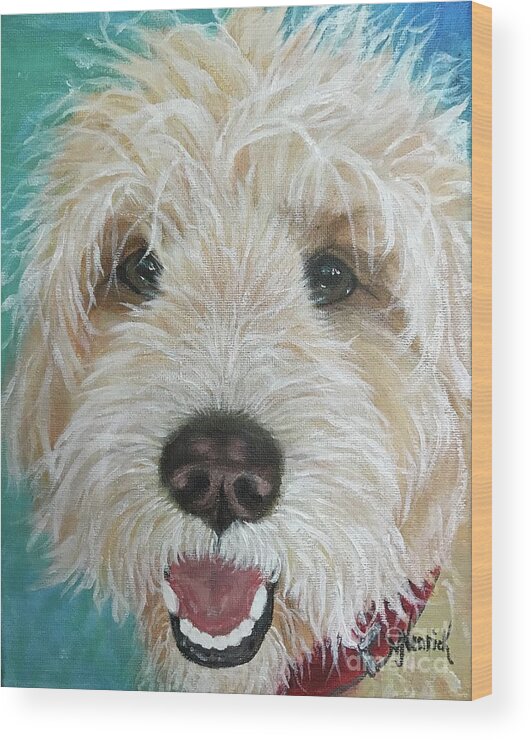 Pet Wood Print featuring the painting Walter by M J Venrick