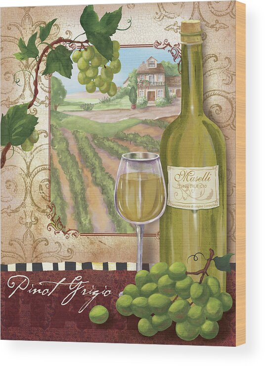 Wine Bottle Wood Print featuring the mixed media Wine Country II by Fiona Stokes-gilbert