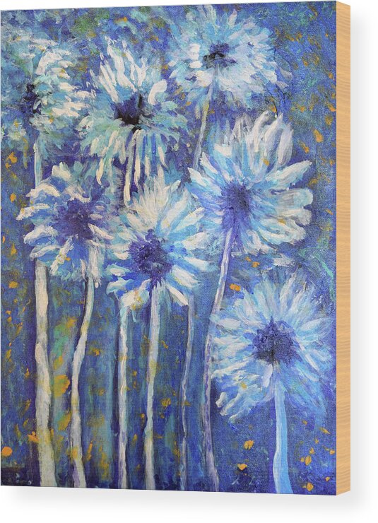 Flowers Wood Print featuring the painting Winter Blooms by Toni Willey