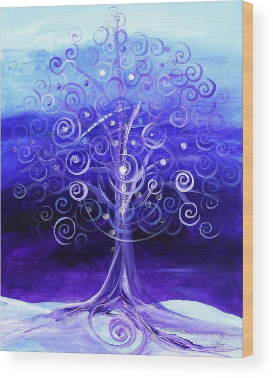 Tree Wood Print featuring the painting Winter Tree, One by J Vincent Scarpace