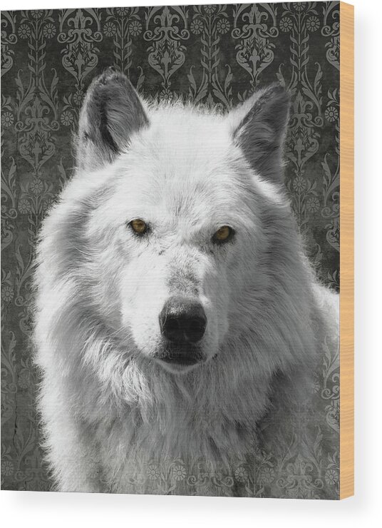 Wolf Wood Print featuring the photograph Wolf by Mary Hone