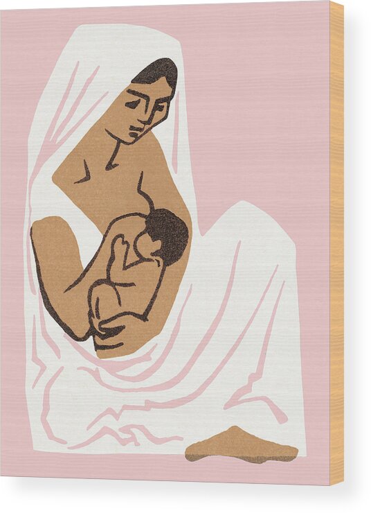 Baby Wood Print featuring the drawing Woman nursing by CSA Images