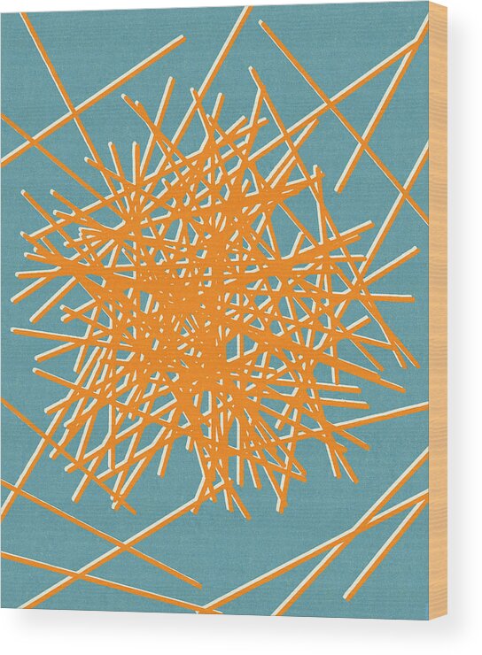 Abstract Wood Print featuring the drawing Yellow Sticks by CSA Images