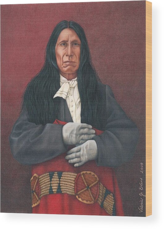Native American Portrait. American Indian Portrait. Red Cloud. Wood Print featuring the painting Young Red Cloud by Valerie Evans
