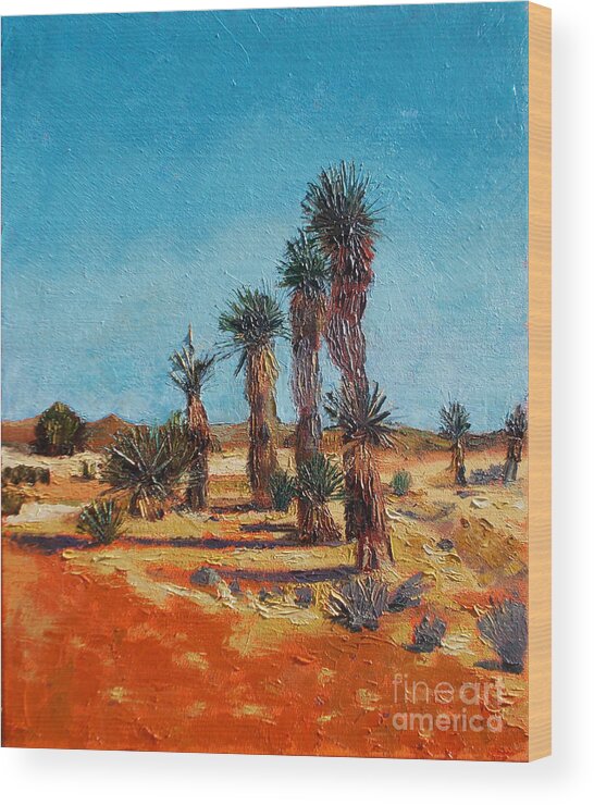 Desert Wood Print featuring the painting Yucca Formation by Lilibeth Andre