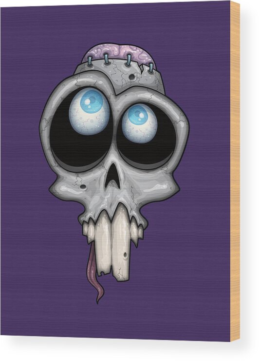 Eye Wood Print featuring the digital art Zombie Skull by John Schwegel