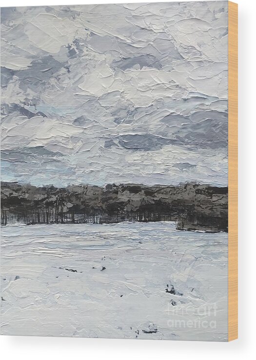 Original Wood Print featuring the painting A Winter Day at Cascade Park by Lisa Dionne
