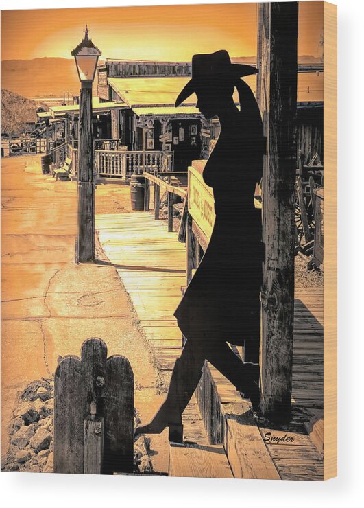 Cowgirl Silhouette Wood Print featuring the photograph Calico Cowgirl #1 by Barbara Snyder