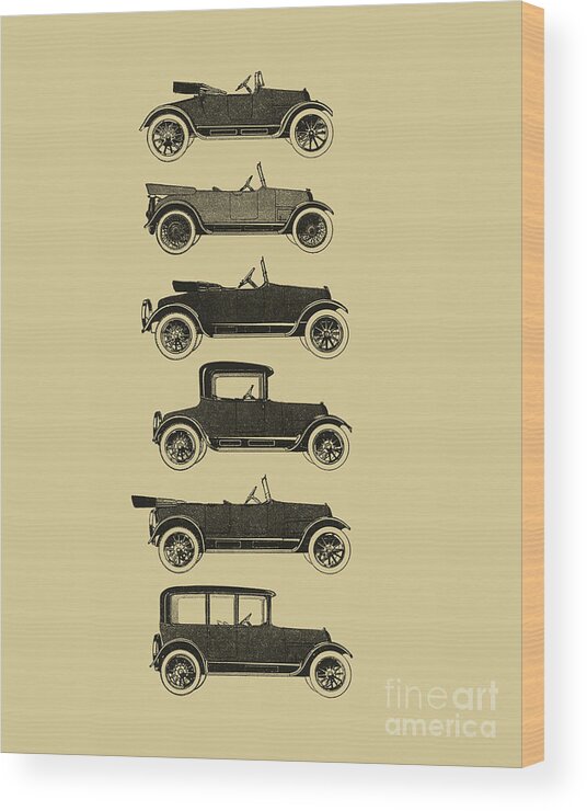 Car Wood Print featuring the digital art Classic Car chart #1 by Madame Memento