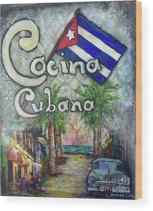 Cuban Kitchen Wood Print featuring the mixed media Cocina Cubana #1 by Janis Lee Colon