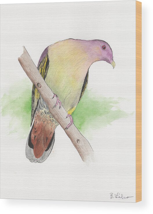  Wood Print featuring the painting Dove in Colors #1 by Bob Labno