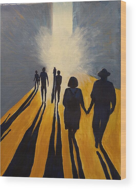 Light Shadows Revelation Wood Print featuring the painting Into the Light #2 by James Hey