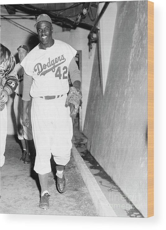 1950-1959 Wood Print featuring the photograph Jackie Robinson by Kidwiler Collection