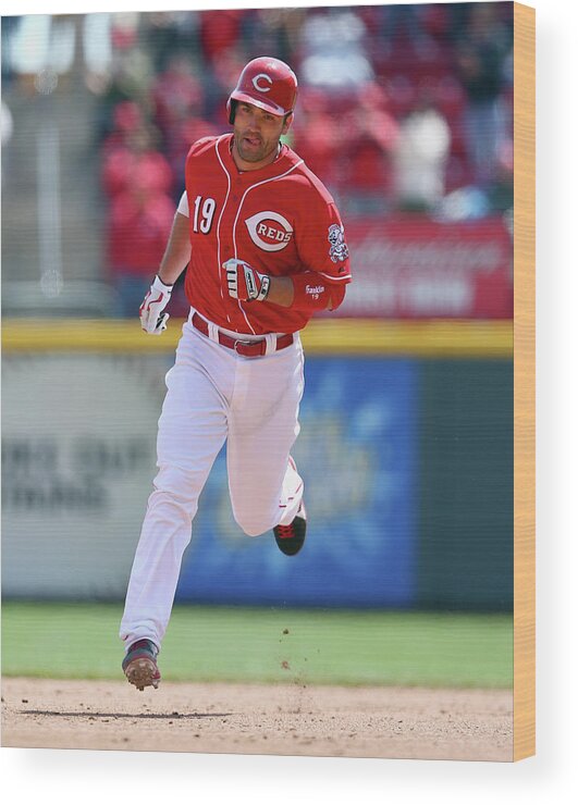 Great American Ball Park Wood Print featuring the photograph Joey Votto by Andy Lyons