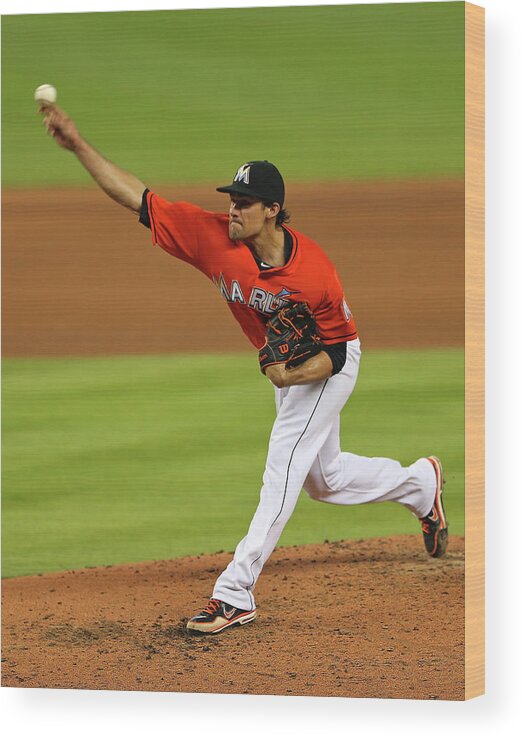 American League Baseball Wood Print featuring the photograph Nathan Eovaldi by Mike Ehrmann