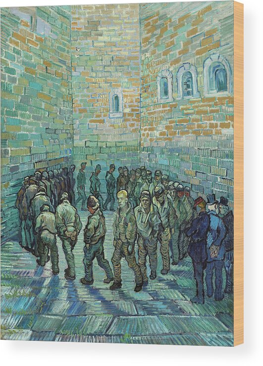 Vincent Van Gogh Wood Print featuring the painting Prisoners Exercising #1 by Vincent van Gogh