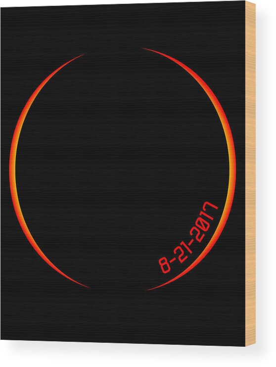 Funny Wood Print featuring the digital art Solar Eclipse 2017 #1 by Flippin Sweet Gear