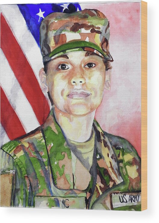 Woman Wood Print featuring the painting Soldier #1 by Barbara F Johnson