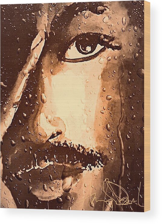  Wood Print featuring the painting Tears by Angie ONeal