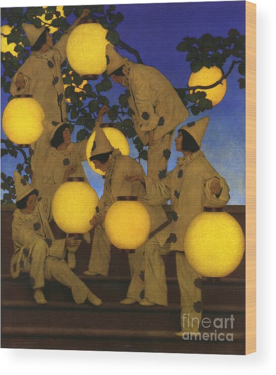 The Lantern Bearers 1908 Wood Print featuring the painting The Lantern Bearers 1908 by Maxfield Parrish
