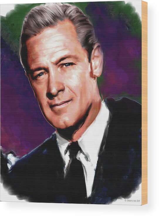 Bio Wood Print featuring the painting William Holden - bio by Movie World Posters