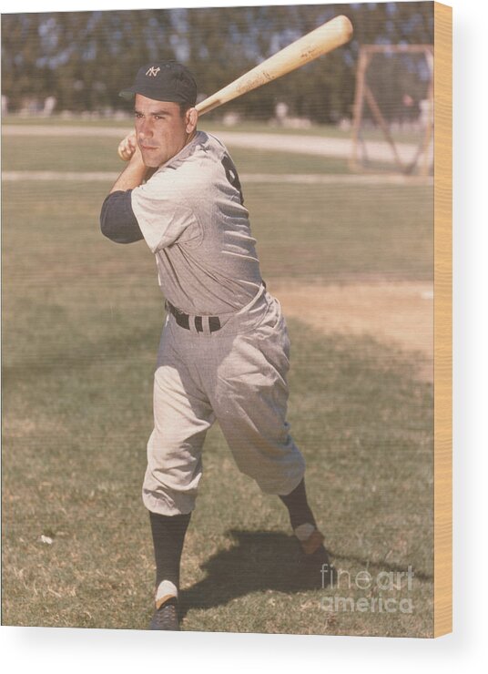 American League Baseball Wood Print featuring the photograph Yogi Berra by Kidwiler Collection
