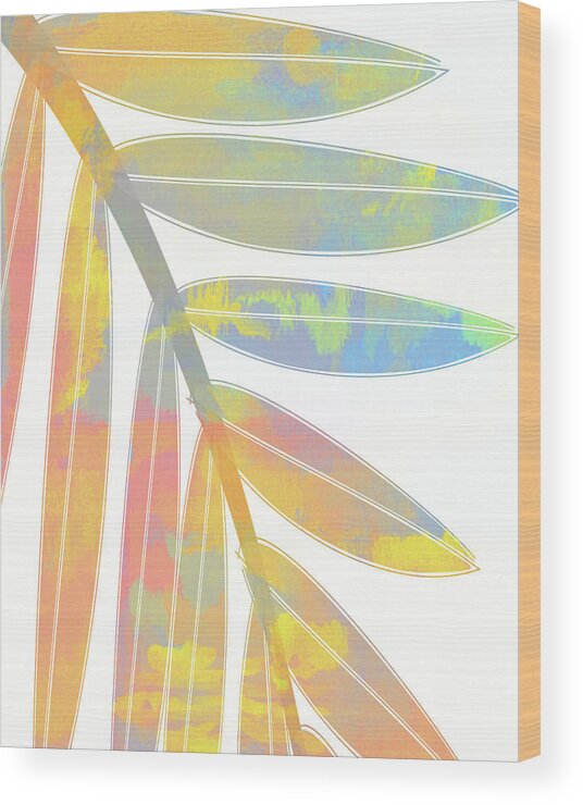 Palm Leaf Wood Print featuring the digital art Boho Pastel Palm Leaf Abstract #11 by Bob Pardue
