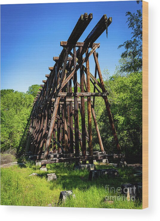 Architecture Wood Print featuring the photograph REM Murmur Railroad Trestle - Athens GA #2 by Sanjeev Singhal