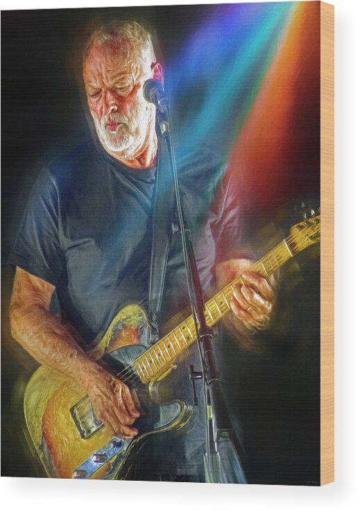 David Gilmour Wood Print featuring the mixed media David Gilmour #2 by Mal Bray