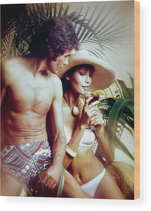 Swimwear Wood Print featuring the photograph A Couple in Swimwear by Rocco Mancino