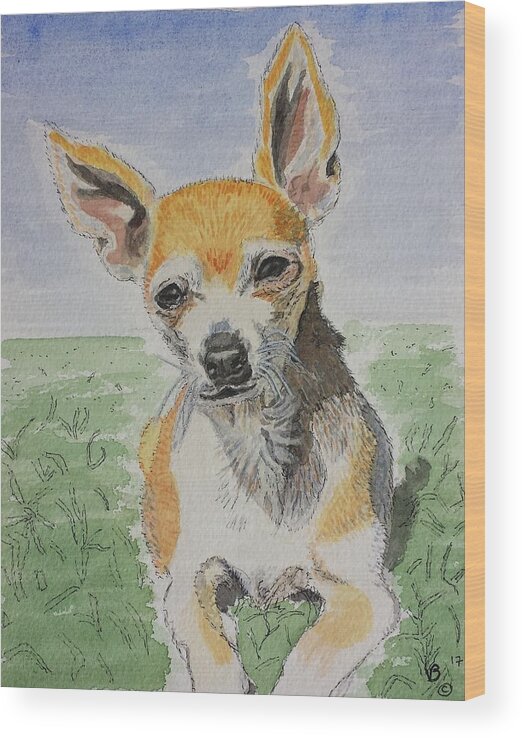 Chihuahua Wood Print featuring the painting A Loving Friend by Vera Smith