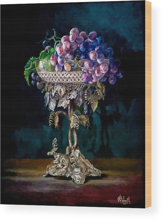  Wood Print featuring the painting A silver Epergne by Raouf Oderuth