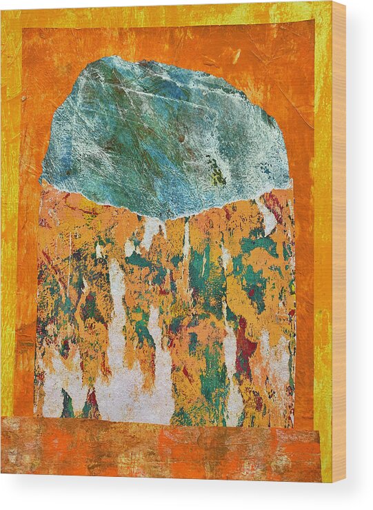 Abstract Collage Wood Print featuring the mixed media Abstract Collage June 18 by Lorena Cassady