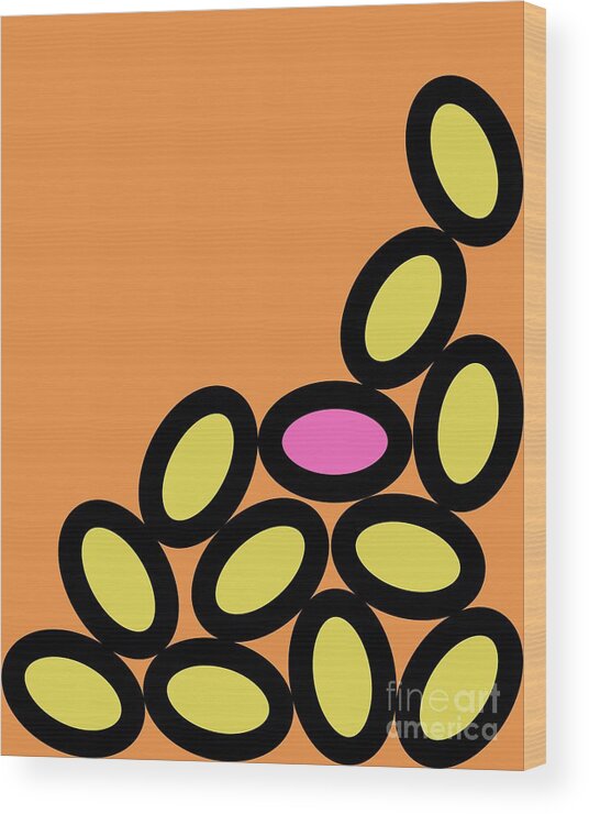 Abstract Wood Print featuring the digital art Abstract Ovals on Orange by Donna Mibus