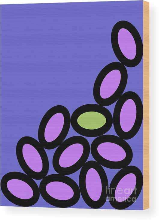 Abstract Wood Print featuring the digital art Abstract Ovals on Twilight by Donna Mibus