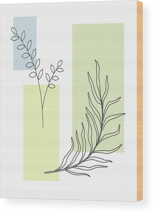 Botanical Wood Print featuring the digital art Abstract Plants Pastel 2 by Donna Mibus