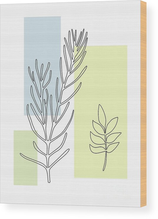 Botanical Wood Print featuring the digital art Abstract Plants Pastel 3 by Donna Mibus