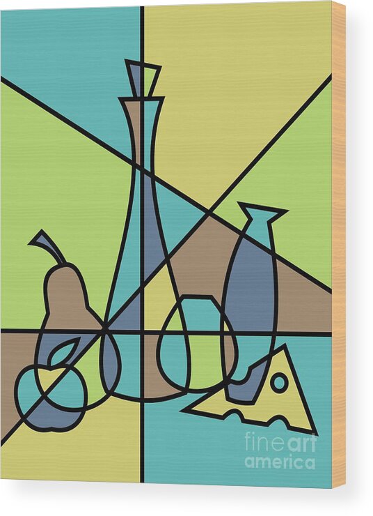Mid Century Wood Print featuring the digital art Abstract Still Life by Donna Mibus