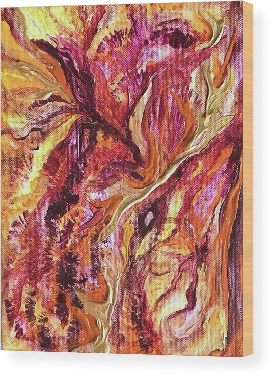 Abstract Wood Print featuring the painting Abstract Warmth by Michelle Pier